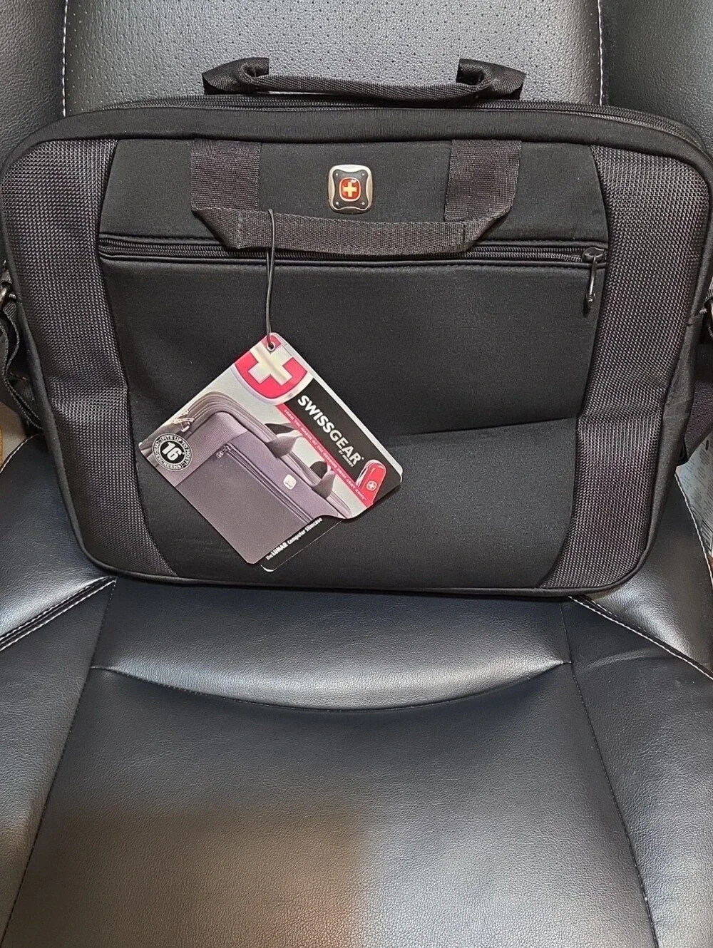 SwissGear Black Laptop Briefcase with Front Zipper Pocket